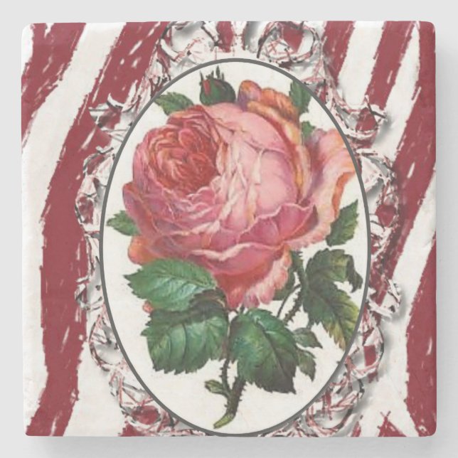 Marmorstein Untersetzer Floral (Vorderseite)