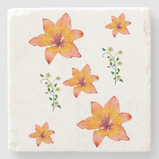 Marmorstein Untersetzer Floral (Vorderseite)