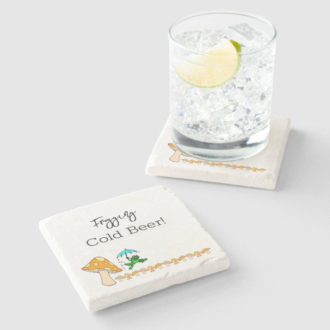 Marmorstein Untersetzer Frogging Cold Beer Mushroo (Seitenansicht)