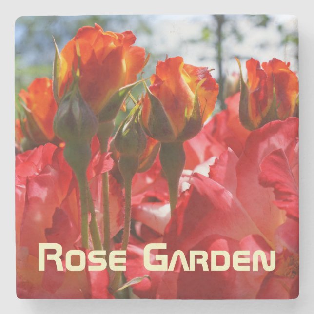 Marmorstein Untersetzer Rose Garten Rote Rosen (Vorderseite)