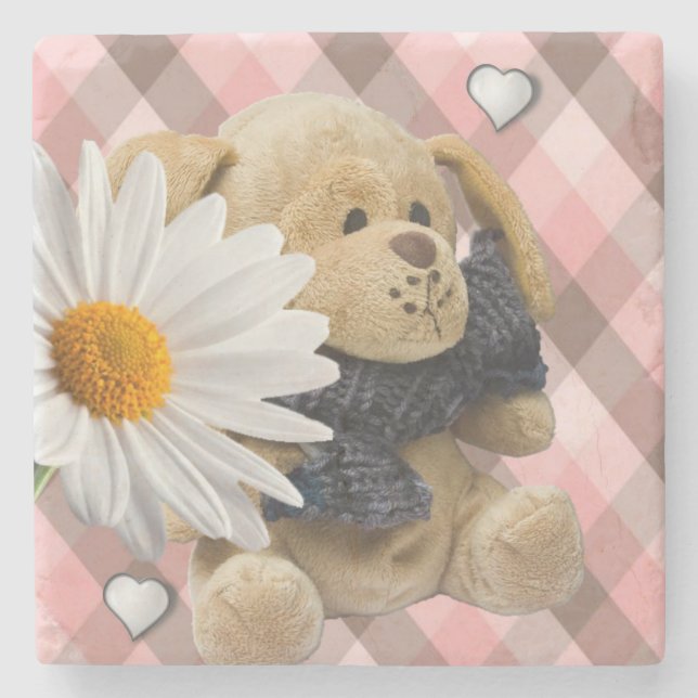 Marmorstein Untersetzer Valentine's Day Teddy Bear (Vorderseite)