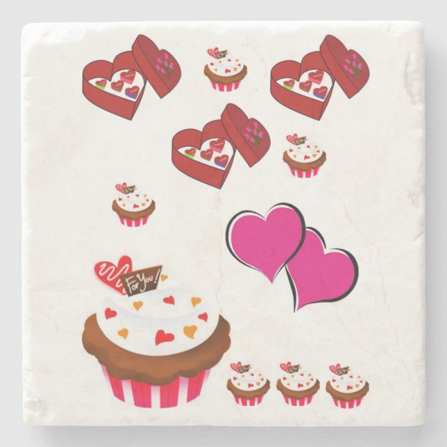 Marmorstein Untersetzer Valentinstag (Vorderseite)