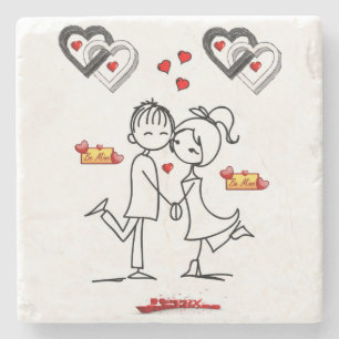 Marmorstein Untersetzer Valentinstag