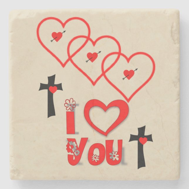 Marmorstein Untersetzer Valentinstag (Vorderseite)