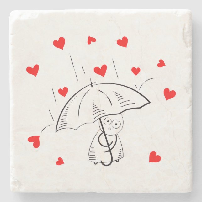 Marmorstein Untersetzer Valentinstag Regenschirm R (Vorderseite)