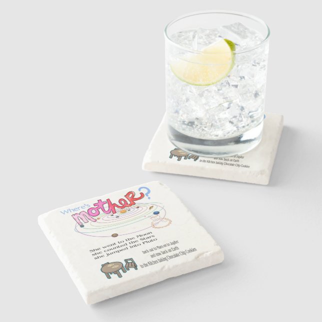 Marmorstein Untersetzer Wo ist Mutter? (Seitenansicht)