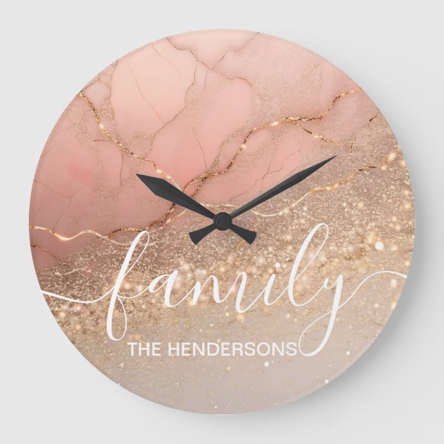 Marmorsteinfamilie Personalisiert Große Wanduhr (Vorderseite)