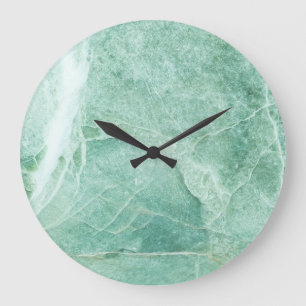 Marmorsteinmuster, grüne Textur. Große Wanduhr