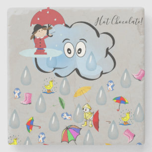 Marmorstone Untersetzer Raindrops Wolken Schirm