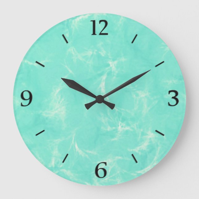 Marmorstrudeldruck - Aquablau Große Wanduhr (Vorderseite)