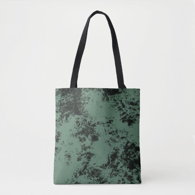 Marmorstruktur in Schwarz und Grün Tasche (Vorderseite)