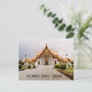 Marmortempel Gold über Khmer Lion Bangkok Card Postkarte
