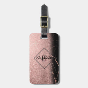Marmortextur, Glitzer Monogram Personalisiert Gepäckanhänger