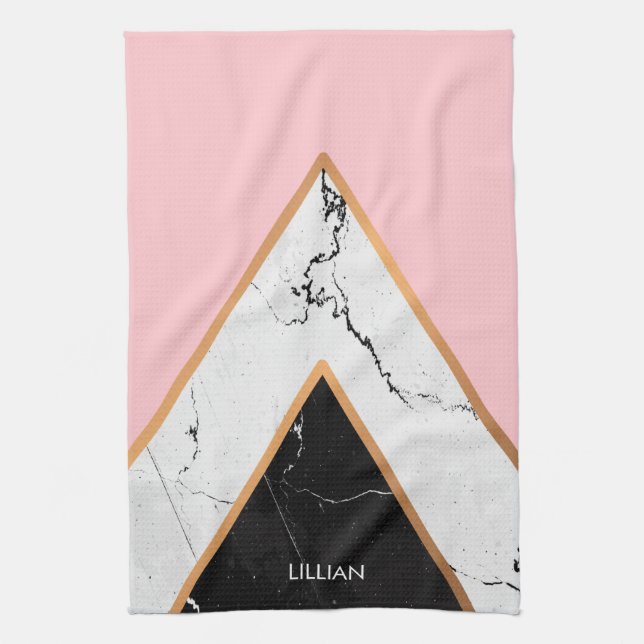 Marmortextur mit goldenen Linien Geschirrtuch (Vertikal)