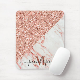Marmortextur und Rose Glitzer Mousepad