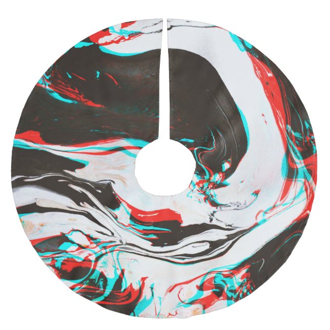 Marmortinte: Verzerrte Glitchtextur. Polyester Weihnachtsbaumdecke (Vorderseite)
