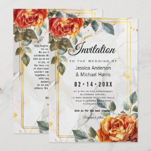 Marmorträume: Orange Rose Elegante Collection Einladung