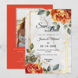Marmorträume: Orange Rose Elegante Collection Save The Date