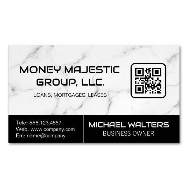 Marmoruntergrund | QR Code Business Card Magnetische Visitenkarte (Vorderseite)