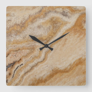 Marmoruntergrund Stone Template Tan Natural Quadratische Wanduhr