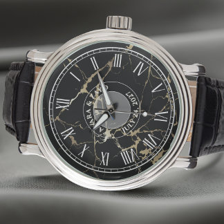 Marmorwache für Männer - Imitate - Leder - Vintag Armbanduhr