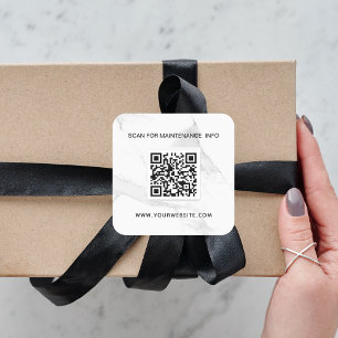 Marmorweißer Business qr-Code-Wartung Quadratischer Aufkleber