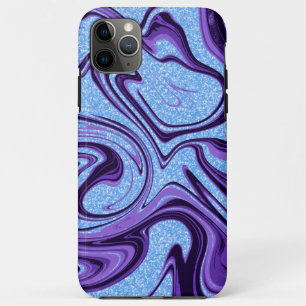 Marmorwirbel Lila Schwarz mit Blauem Kunstglitter Case-Mate iPhone Hülle