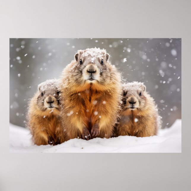 Marmot Animal Family Wandering Nature Poster (Vorne)
