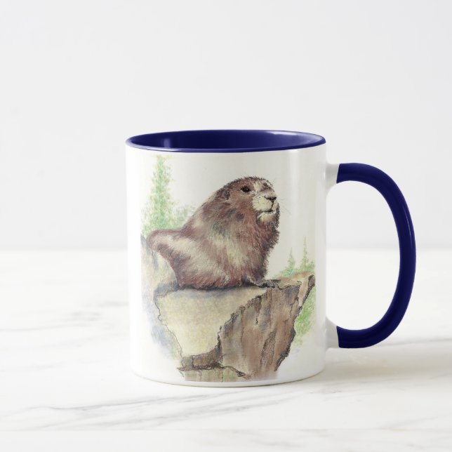 Marmot Animal, Rocks, Natur, Wildtiere Tasse (Rechts)