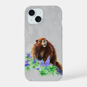 Marmot Groundhog Wasserfarbe Art iPhone 15 Hülle