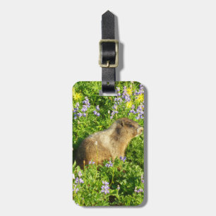Marmot in den Wildblumen des Berges Rainier Gepäckanhänger