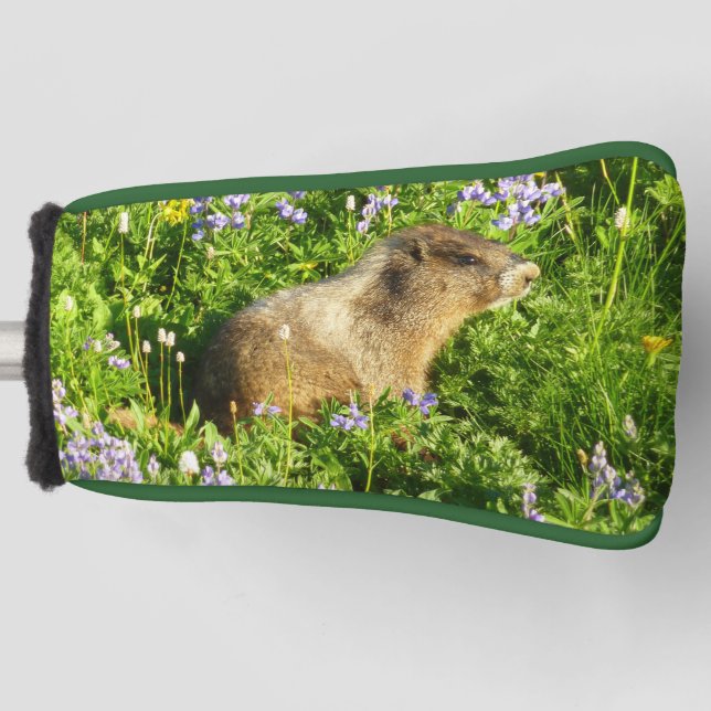Marmot in den Wildblumen des Berges Rainier Golf Headcover (Vorderseite)