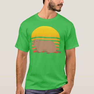 Marmot Retro Sunset Marmot Animal Zookeeper girl T-Shirt