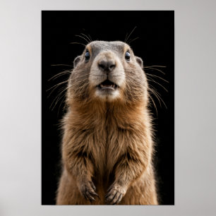 Marmot Wild Animal Elegantes Dramatisches Nebelpor Poster