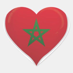 Maroc amour drapeau orgueil autocollant coeur