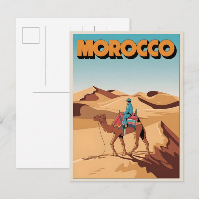 Maroc voyage carte postale désert dromadaire voyag (Devant / Derrière)