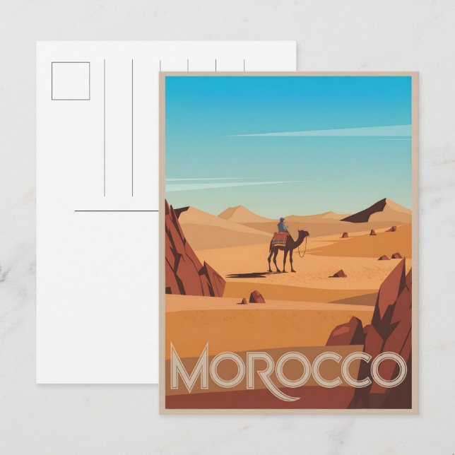Maroc voyage carte postale désert dromadaire voyag (Devant / Derrière)
