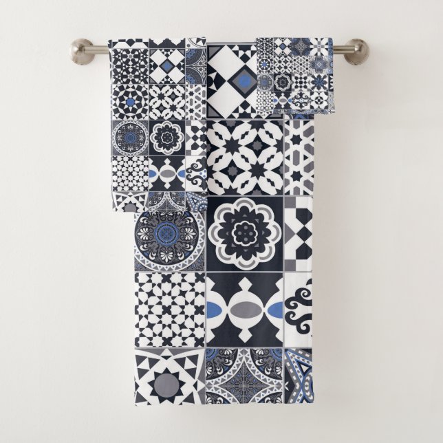 Marocain carrelage noir, bleu, gris (En situation)