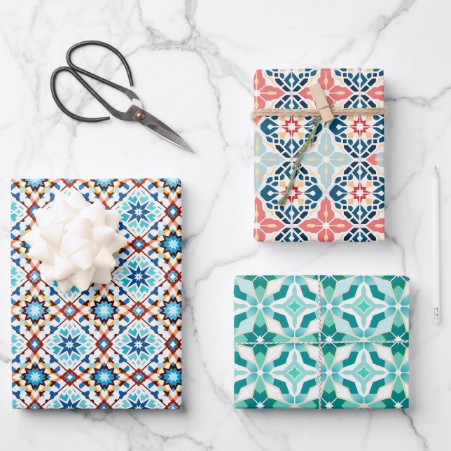 Marocain Zellij Motif Papier Enveloppement Cadeau (Recto)