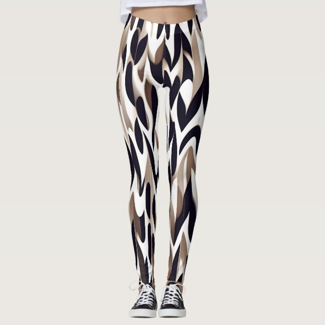Marocco Triangle Geometric Brown Gray Pattern Leggings (Vorderseite)