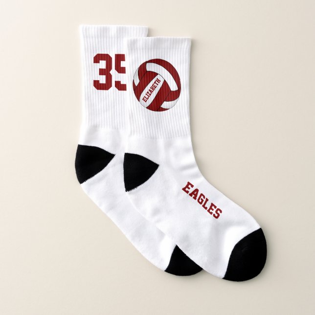 Maroine Rot-Weiß-Team Geist Mädchen Volleyball Socken (Paar)