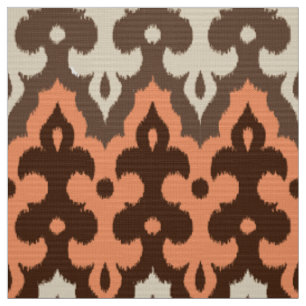 Marokkaner Ikat Damast, Brown, Taupe u. Koralle Stoff