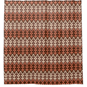 Marokkaner Ikat Damast, Brown, Taupe u. Rost Duschvorhang