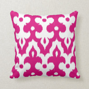 Marokkaner Ikat Damast-Muster, pinkfarbenes rosa Kissen