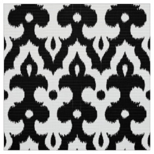 Marokkaner Ikat Damast-Muster, Schwarzweiss Stoff