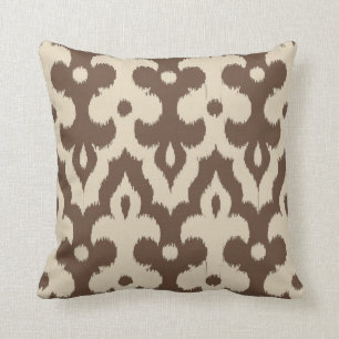 Marokkaner Ikat Damast-Muster, Taupe und Beige Kissen