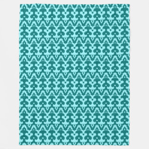 Marokkaner Ikat Damast-Muster, Türkis und Aqua Fleecedecke