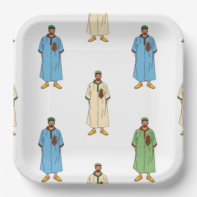 Marokkaner in Djellaba Motiv Pappteller (Vorderseite)