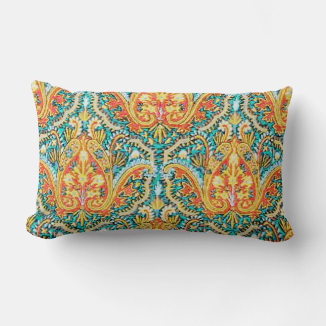 Marokkaner Paisley im Aqua-Blau und in der Lendenkissen (Vorderseite)