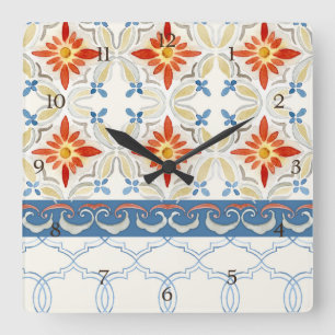 Marokkaner Quatrefoil Quadratische Wanduhr